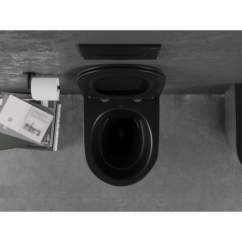 Mexen Lena WC misa Rimless s doskou s pomalým zatváraním slim, duroplast, čierna matná/strieborná - 30224074