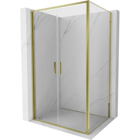 Mexen Exo-B Duo otváracia sprchová kabína 120 x 80 cm, transparentná, zlatá - 814-120-080-50-00