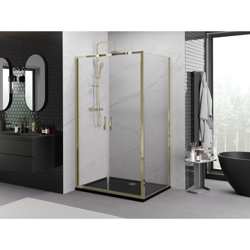 Mexen Exo-B Duo otváracia sprchová kabína 120 x 85 cm, transparentná, zlatá - 814-120-085-50-00