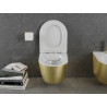 Mexen Lena WC miska Rimless s pomaly sklopnou doskou slim, duroplast, biela/zlatý vzor línie - 30224007