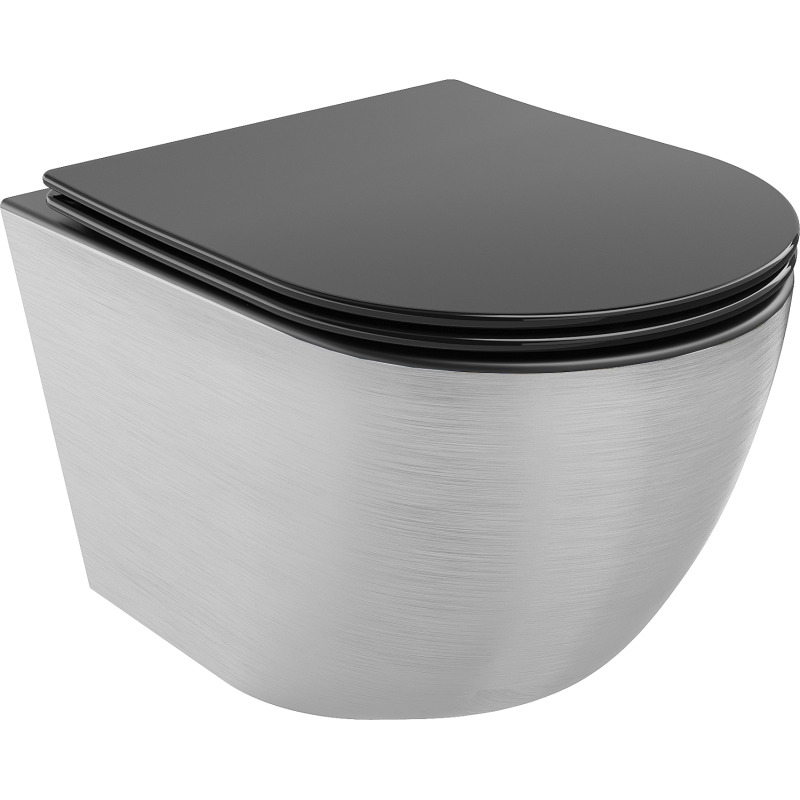 Mexen Lena miska WC Rimless s doskou s pomalým sklápaním slim, duroplast, čierna mat/silver vzor línie - 30224073