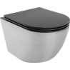 Mexen Lena WC misa Rimless s pomaly zatvárajúcou sa doskou slim, duroplast, čierna mat/strieborný vzor línie - 30224073