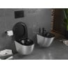 Mexen Lena WC misa Rimless s pomaly zatvárajúcou sa doskou slim, duroplast, čierna mat/strieborný vzor línie - 30224073