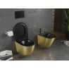 Mexen Lena WC misa Rimless s doskou so spomaleným sklopením slim, duroplast, čierna matná/zlatý vzor čiary - 30224077