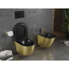 Mexen Lena WC misa Rimless s pomaly padajúcim sedadlom slim, duroplast, čierna matná/zlatý vzor línie - 30224077