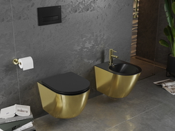 Mexen Lena závesný bidet, Čierna matná/Zlatá - 35224876