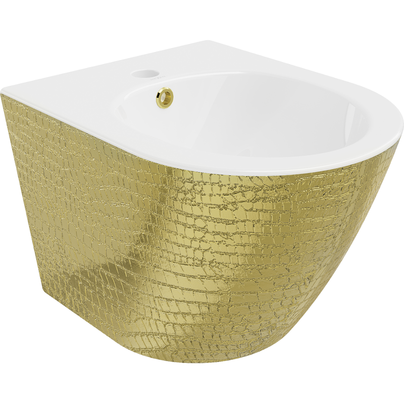 Mexen Lena závesný bidet, biely/zlatý vzor šupiny - 35224808