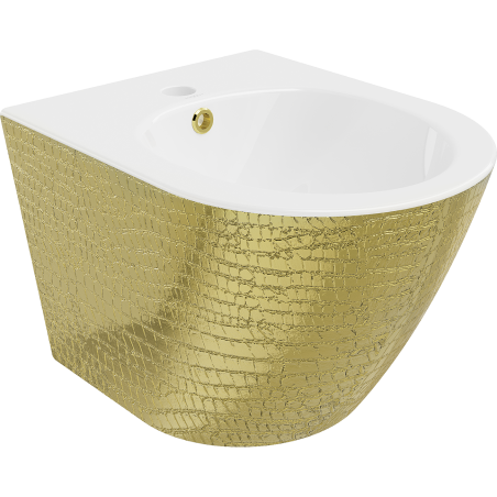 Mexen Lena závesný bidet, biely/zlatý vzor šupiny - 35224808