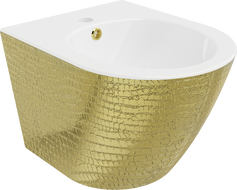 Mexen Lena závesný bidet, Biela/Zlatá vzor rybích šupín - 35224808