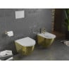 Mexen Lena závesný bidet, biely/zlatý vzor šupiny - 35224808
