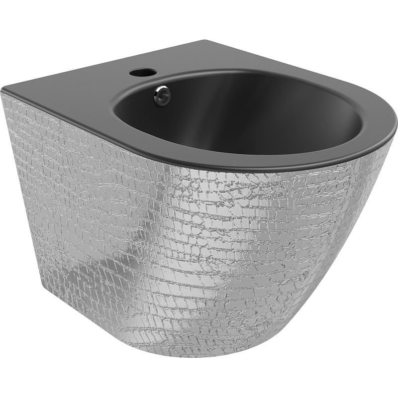 Mexen Lena nástenný bidet, čierna matná/strieborný vzor šupiny - 35224872