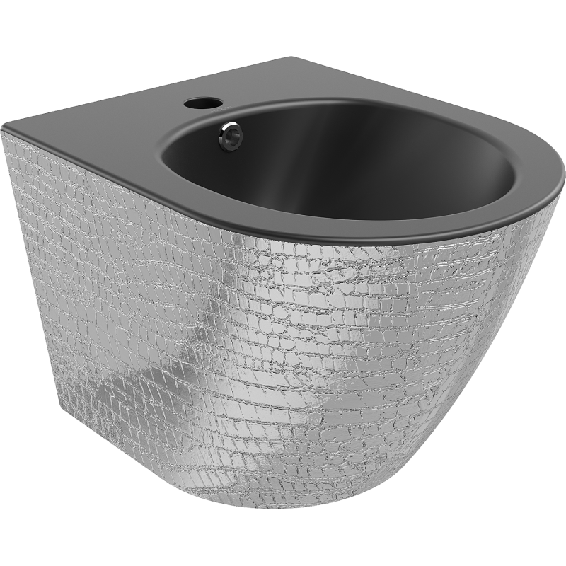 Mexen Lena závesný bidet, čierna matná/strieborný vzor šupiny - 35224872