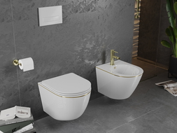 Mexen Lena závesný bidet, Biela/Zlatá čiarový vzor - 35224805