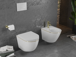 Mexen Lena závesný bidet, biely/zlatý línia - 35224805