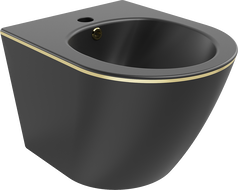 Mexen Lena závesný bidet, Čierna matná/Zlatá čiarový vzor - 35224875