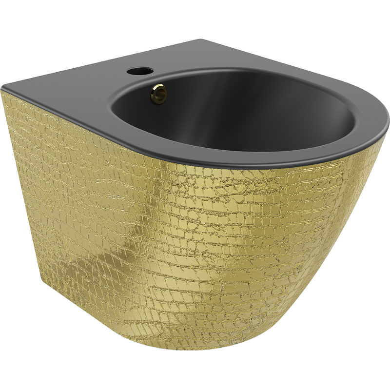 Mexen Lena závesný bidet, čierna matná/zlatý vzor šupiny - 35224878