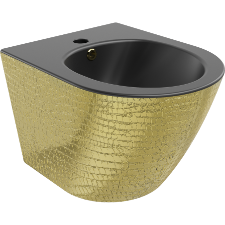 Mexen Lena závesný bidet, čierna matná/zlatý vzor šupiny - 35224878