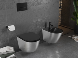 Mexen Lena závesný bidet, čierny matný/strieborný vzor línie - 35224873