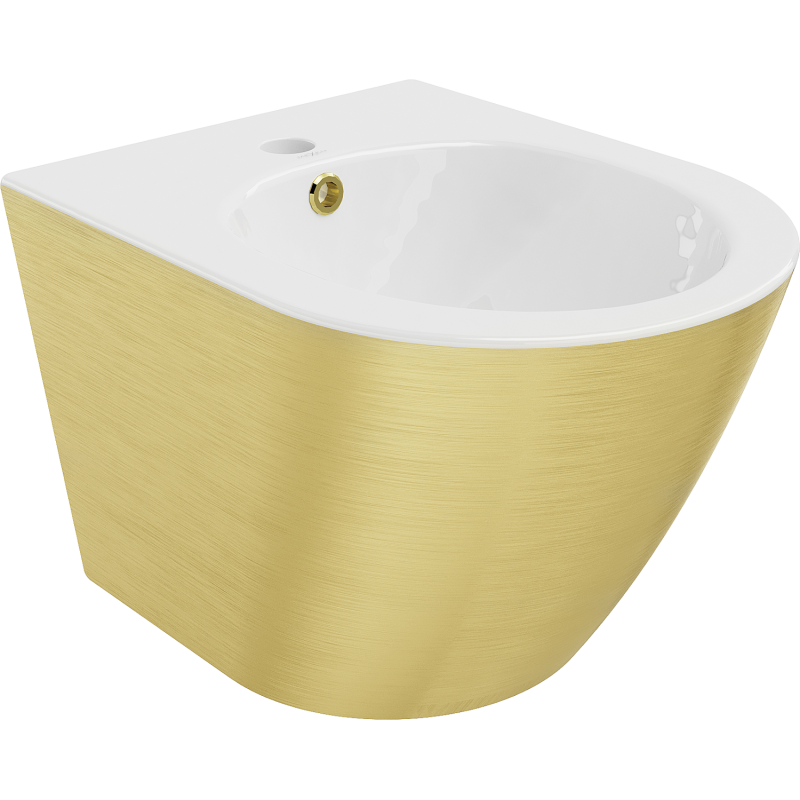 Mexen Lena závesný bidet, biely/zlatý vzor línie - 35224807