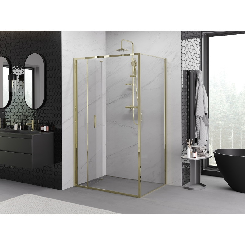 Mexen Exo-F skladacia sprchová kabína 110 x 90 cm, transparentná, zlatá - 816-110-090-50-00