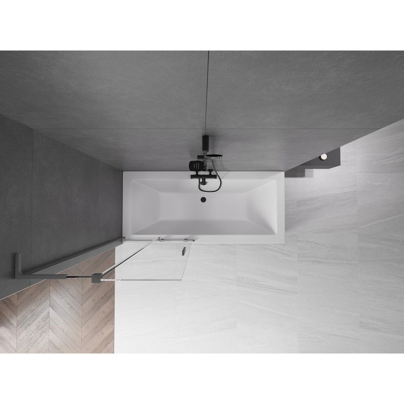 Mexen Velar L dvojkrídlová posuvná sprchová zástena 80 x 150 cm, transparentná, gun metal - 896-080-003-01-95