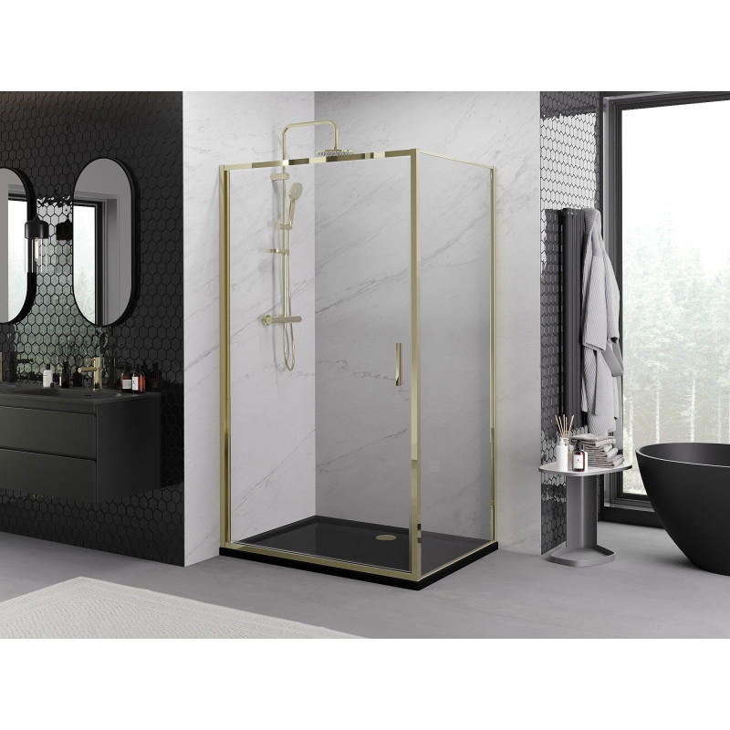 Mexen Exo-B otváracia sprchová kabína 70 x 120 cm, priehľadná, zlatá - 817-070-120-50-00
