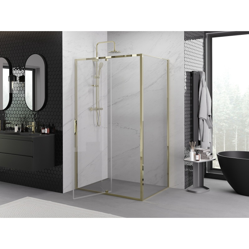Mexen Exo-R sprchová kabína s otočnými dverami 140 x 110 cm, transparentná, zlatá - 819-140-110-50-00
