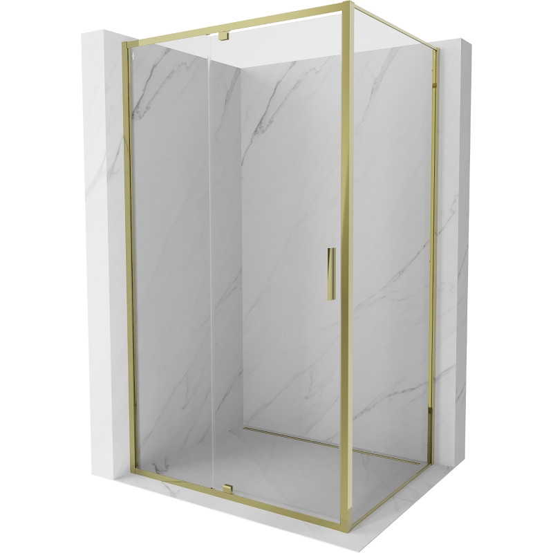 Mexen Exo-R sprchový kút otočný 140 x 120 cm, priehľadný, zlatý - 819-140-120-50-00