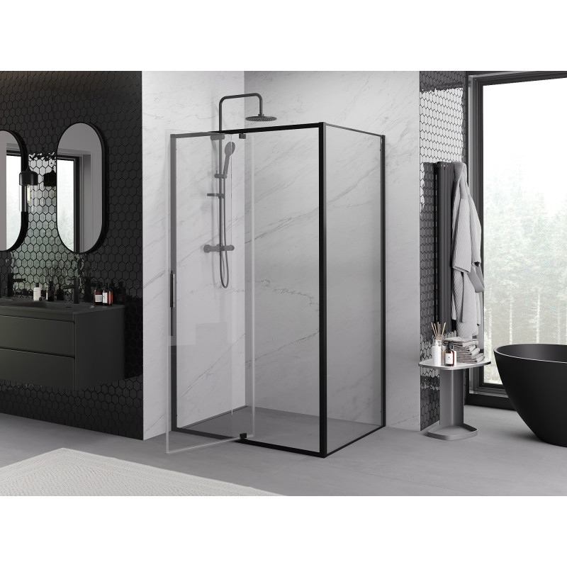Mexen Exo-R sprchová kabína výklopná 140 x 110 cm, transparentná, čierna - 819-140-110-70-00