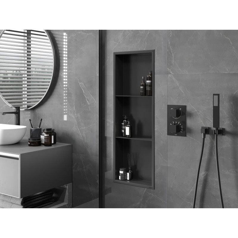 Mexen X-Wall-R vstavaná polička s lemom a policou 90 x 30 cm, čierna - 1970903010S