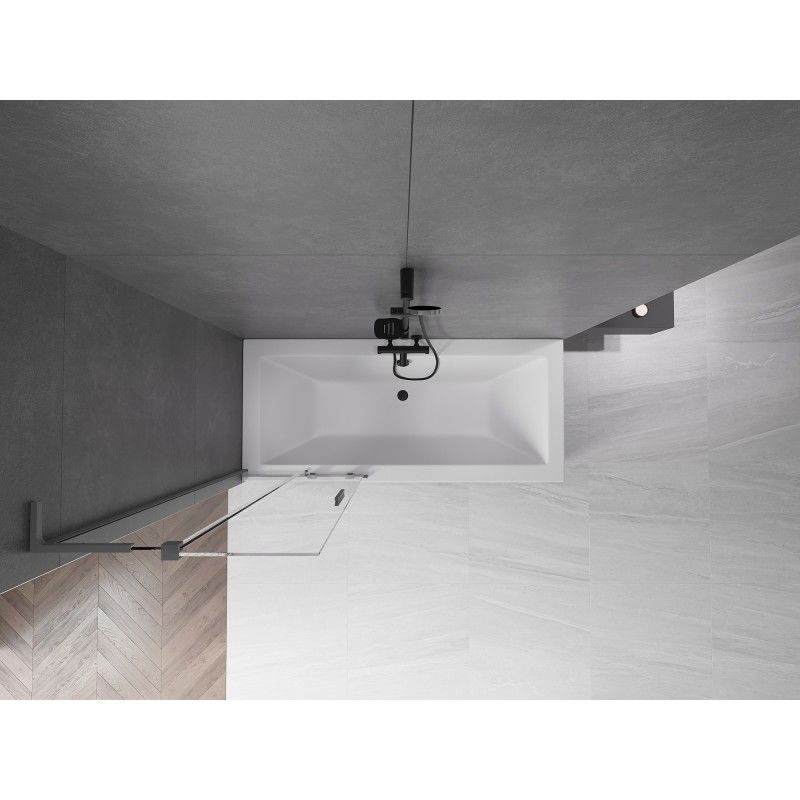 Mexen Velar L sprchový záves posuvný, dvojkrídlový 75 x 150 cm, transparentný, gun metal - 896-075-003-01-95