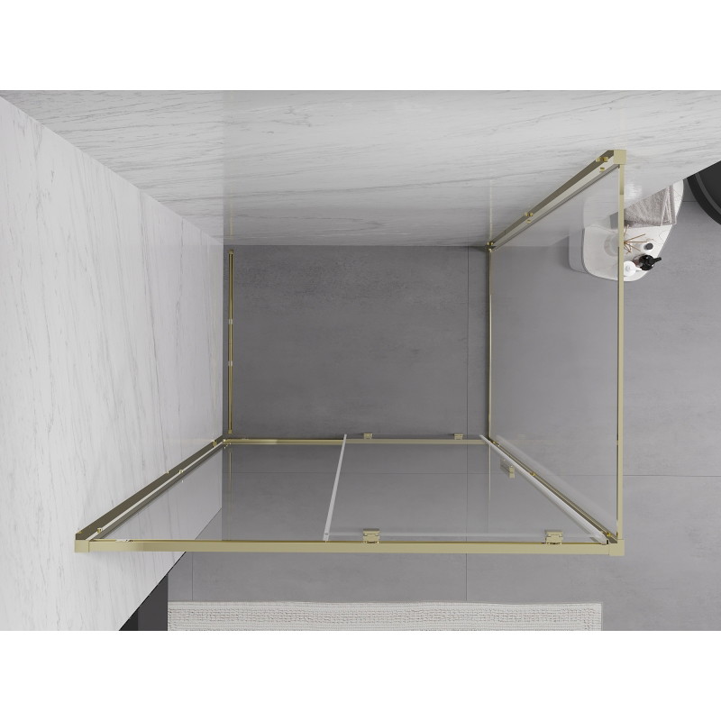Mexen Exo-S posuvná sprchová kabína 200 x 110 cm, transparentná, zlatá - 8151-200-110-50-00