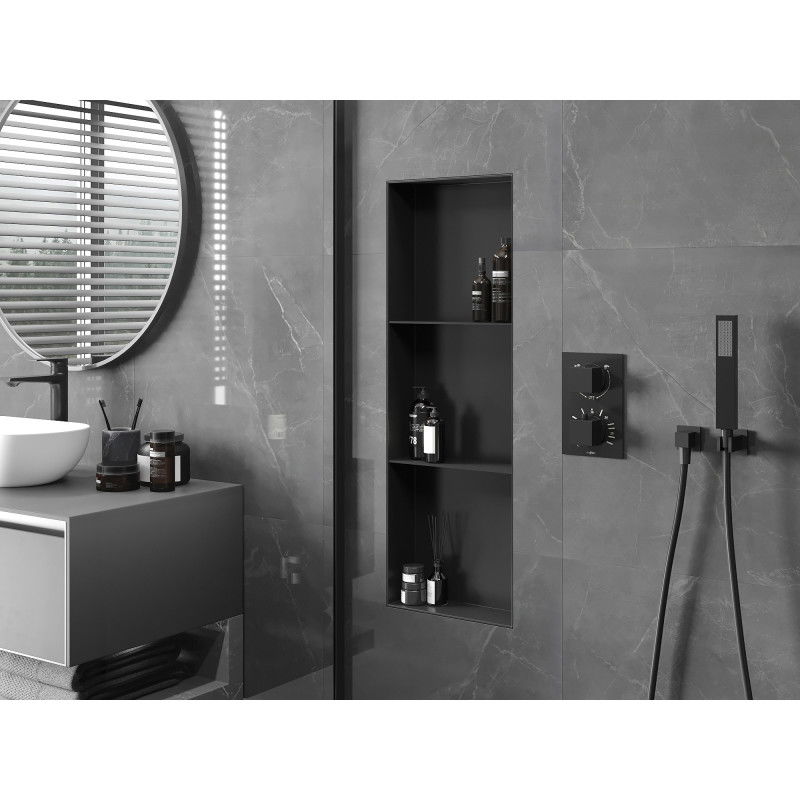 Mexen X-Wall-NR výklenková polica bez obruby s policou 90 x 30 cm, čierna - 1971903010S