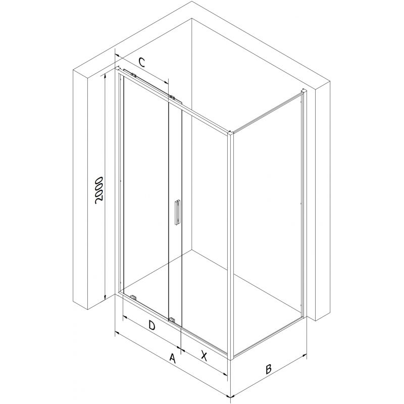 Mexen Exo posuvný sprchový kút 160 x 120 cm, priezračný, zlatý - 8151-160-120-50-00