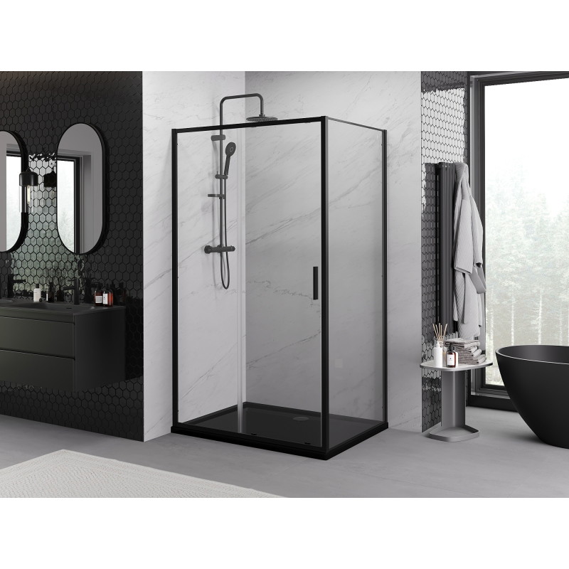 Mexen Exo-S posuvná sprchová kabína 200 x 80 cm, transparentná, čierna - 8151-200-080-70-00