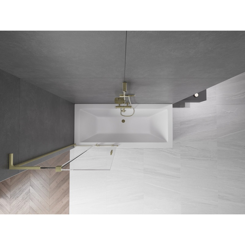 Mexen Velar L dvojkrídlové zasúvacie vaničkové zásteny 85 x 150 cm, priehľadné, zlaté brúsené - 896-085-003-01-55