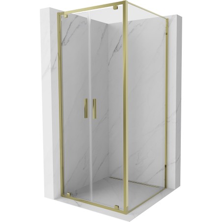 Mexen Exo-BR Duo sprchovací kút s otváracími dverami 110 x 110 cm, transparentný, zlatý - 8182-110-110-50-00