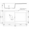 Mexen Leo žulový drez s 1 komorou a odkladacou plochou 900 x 500 mm, čierny s bodkami, sifón zlatý - 6501901010-76-G