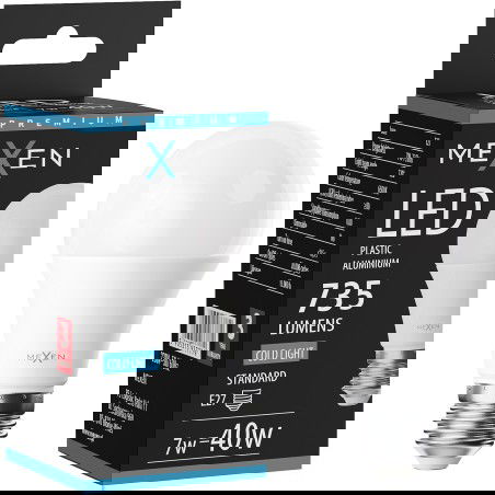 Mexen Nova LED žiarovka E27, A60, 7W, Studená - 6500K, 735 lm - L100-E27-0765-01