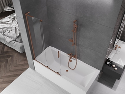 Mexen Velar L vaňová zástena 2-dielna posuvná 100 x 150 cm, transparentná, brúsená meď - 896-100-003-01-65