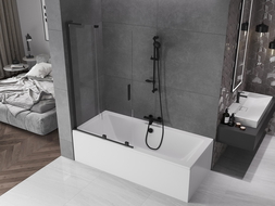 Mexen Velar L vaňová zástenka dvojkrídlová posuvná 100 x 150 cm, transparentná, čierna - 896-100-003-01-70