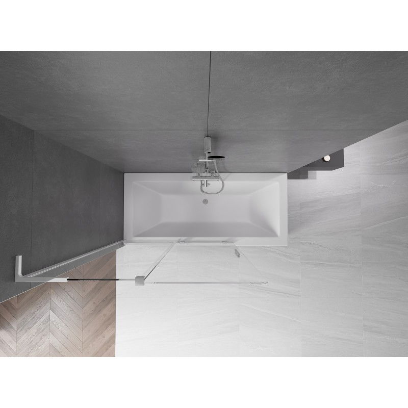 Mexen Velar L vaňová stena 2-krídlová posuvná 120 x 150 cm, transparentná, chróm - 896-120-003-01-01