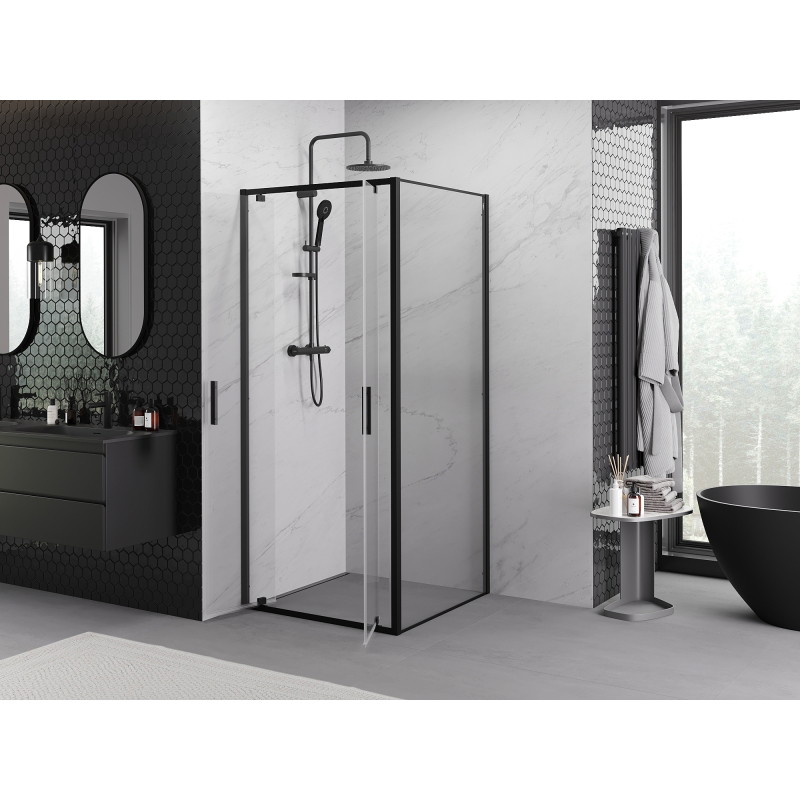 Mexen Exo-BR Duo sprchovací kút otvárací 120 x 120 cm, transparentný, čierny - 8182-120-120-70-00