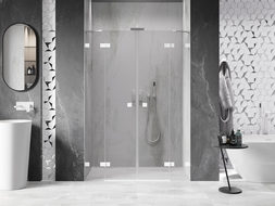 Mexen Lunar Dvojité sprchové dvere otváracie 150 cm, transparentné, biele - 834D-150-000-20-00