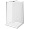 Mexen Omega-3S sprchovací kút 3-stenný, posuvný 100x100 cm, priehľadný, chróm + vanička Flat - 825-100-100-01-00-3s-4010