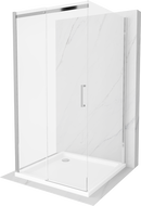 Mexen Omega-3S sprchovací kút 3-stenný, posuvný 100x100 cm, priehľadný, chróm + vanička Flat - 825-100-100-01-00-3s-4010