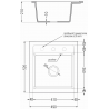 Mexen Vito granitový jednokomorový drez 520 x 490 mm, Biela, Sifón Zlatá - 6503521000-20-G