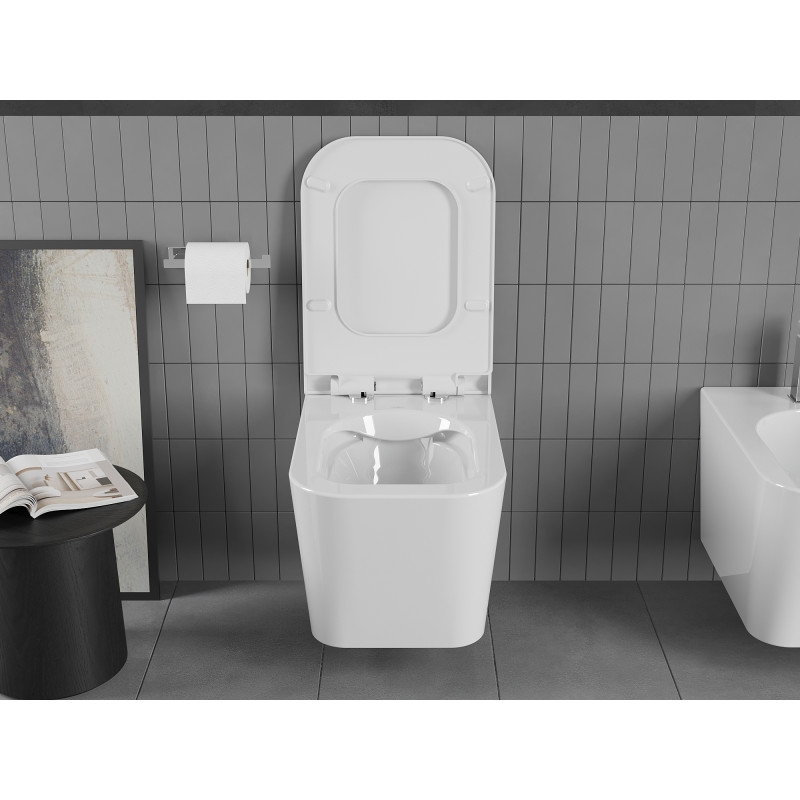 Mexen Teo wc misa Rimless s pomaly padajúcim tenkým duroplastovým sedadlom, biely lesk - 30850700