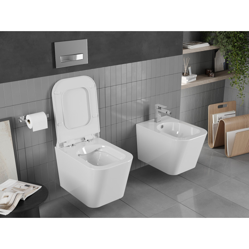 Mexen Teo wc misa Rimless s pomaly padajúcim tenkým duroplastovým sedadlom, biely lesk - 30850700