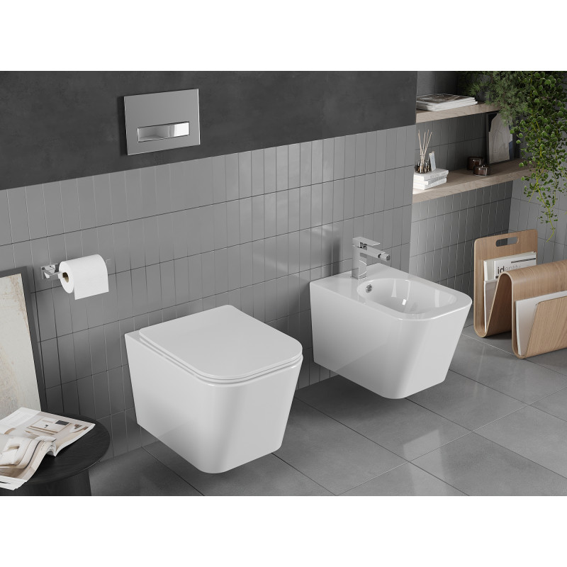 Mexen Teo miska WC Rimless s doskou s pomalým zatváraním slim, duroplast, biela lesklá - 30850600